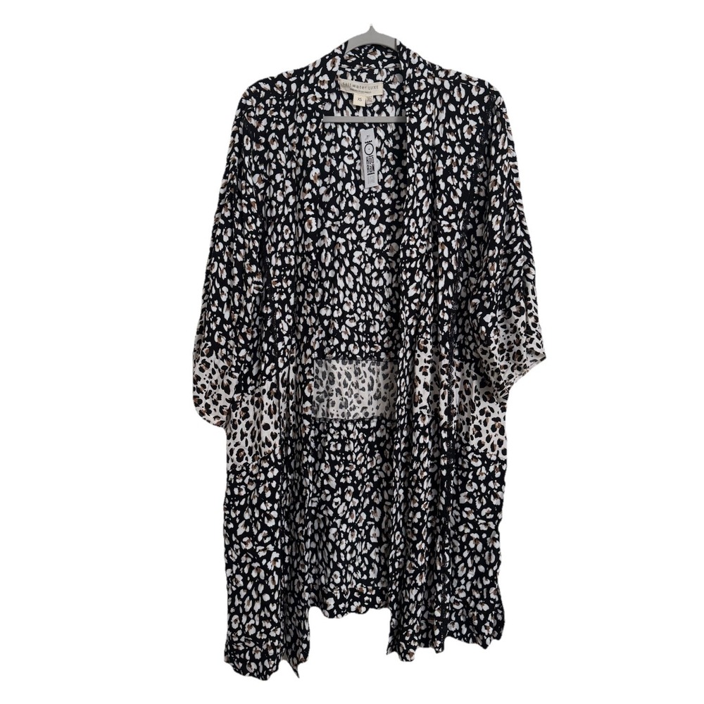 Saltwater Luxe Kimono Cardigan Sz XS‎ Open Front Cheetah Boho Coverup Beach NWT